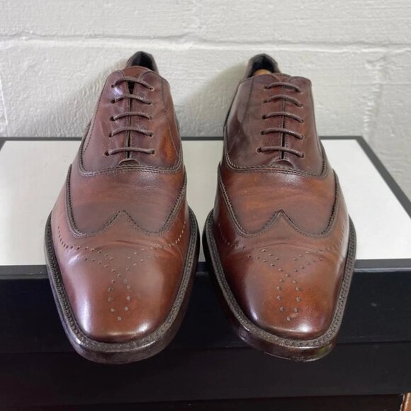 To Boot New York Adam Derrick Brown Leather Wingtip Oxford Dress Shoes Men's 9.5 - Picture 1 of 12